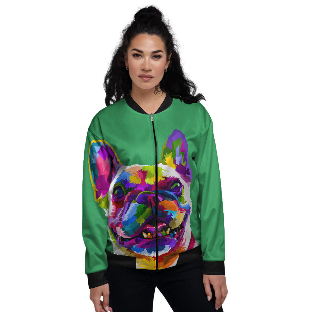 French Bulldog Coloful Print Women's Bomber Jacket-grizzshop