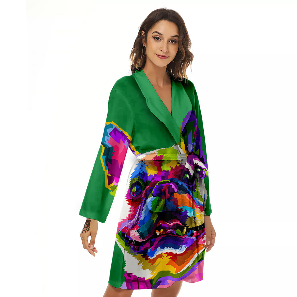 French Bulldog Coloful Print Women's Robe-grizzshop