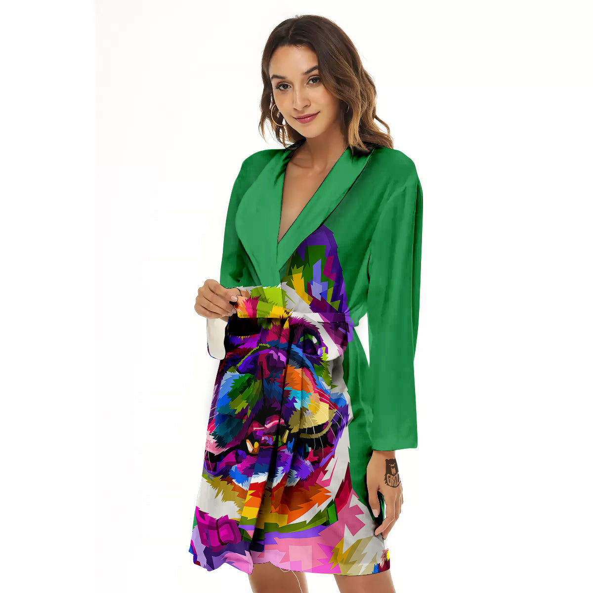 French Bulldog Coloful Print Women's Robe-grizzshop