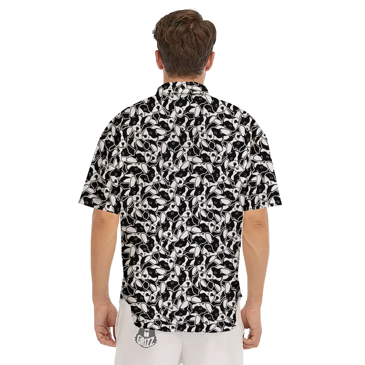 French Bulldog Faces Print Pattern Men's Short Sleeve Shirts-grizzshop