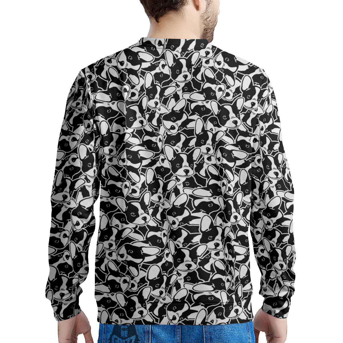 French Bulldog Faces Print Pattern Men's Sweatshirt-grizzshop