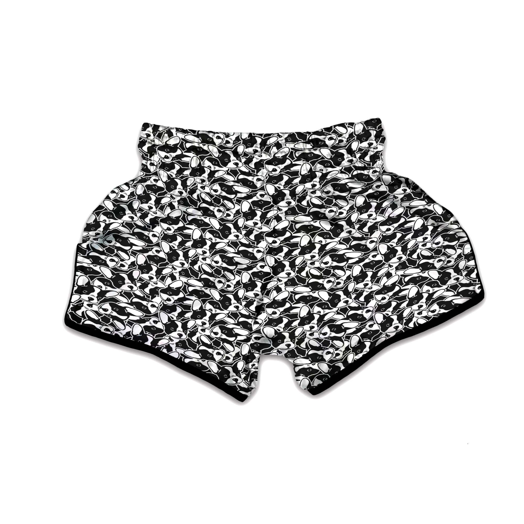 French Bulldog Faces Print Pattern Muay Thai Boxing Shorts-grizzshop