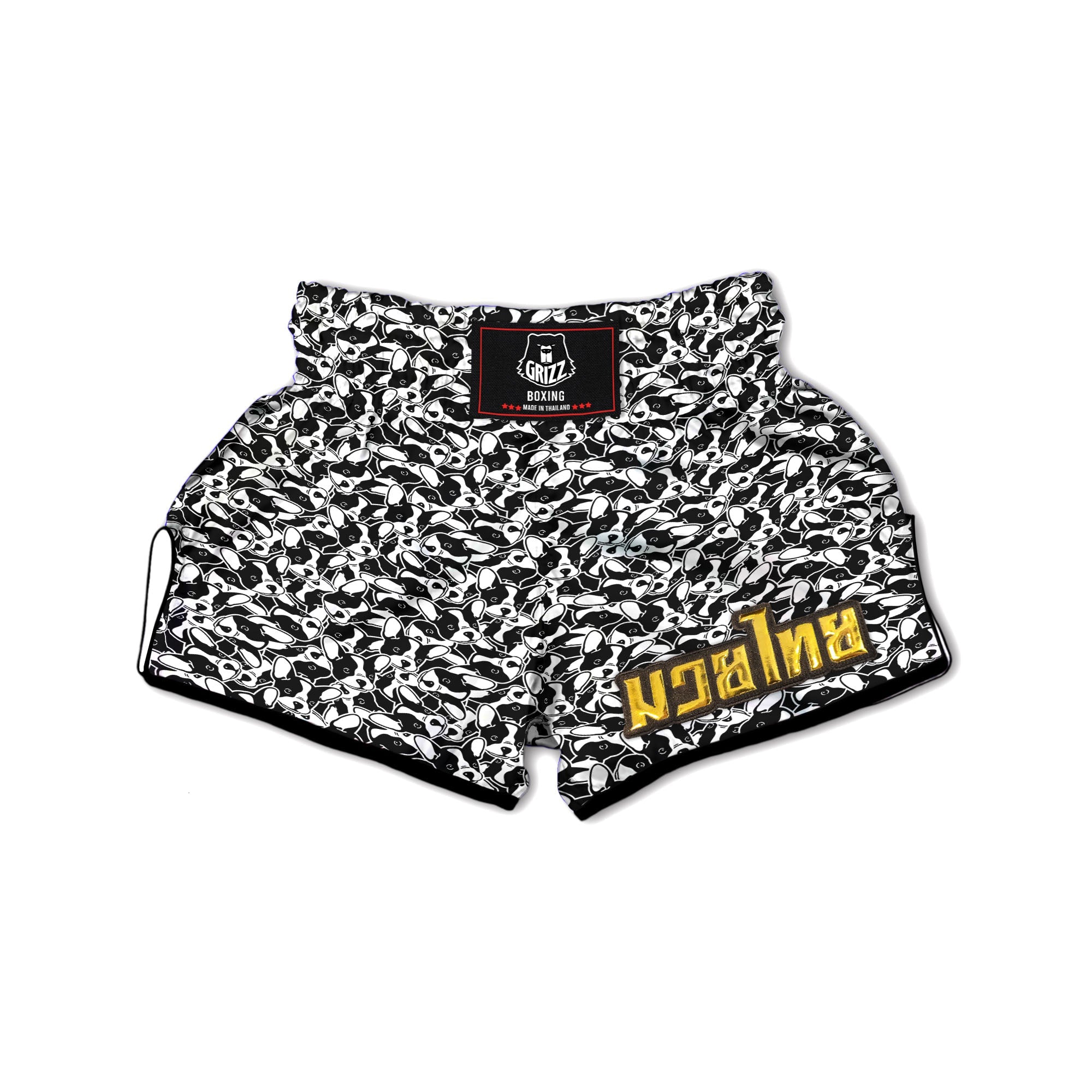 French Bulldog Faces Print Pattern Muay Thai Boxing Shorts-grizzshop