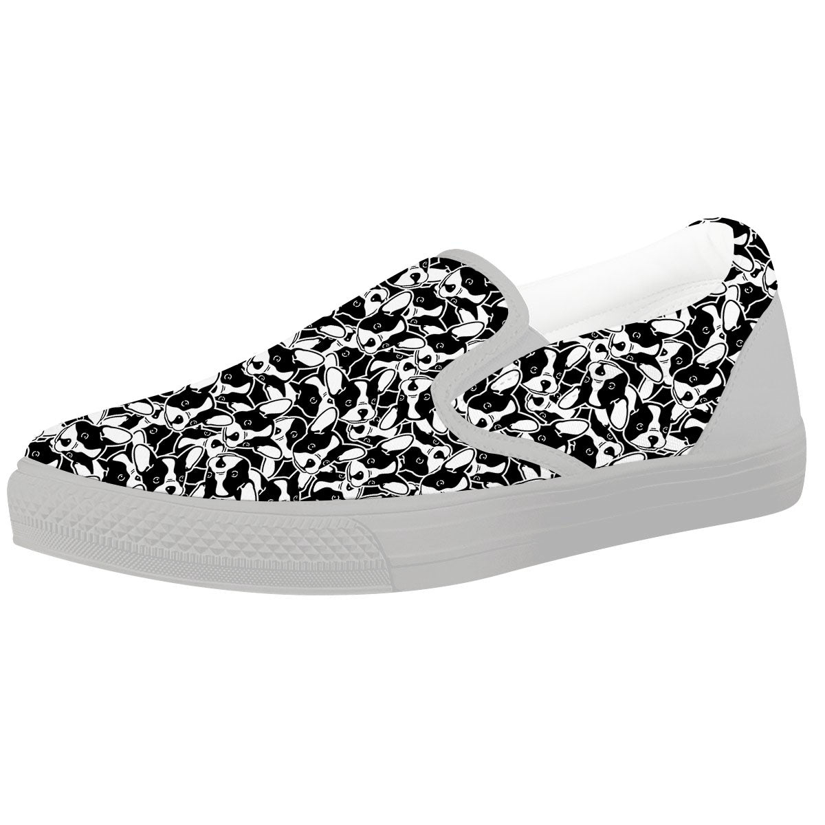 French Bulldog Faces Print Pattern White Slip On Shoes-grizzshop