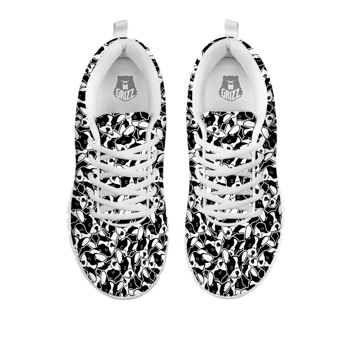 French Bulldog Faces Print Pattern White Sneaker-grizzshop
