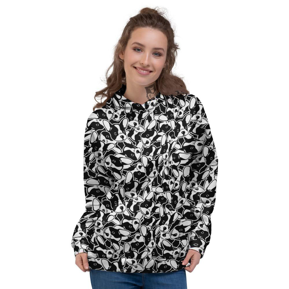 French Bulldog Faces Print Pattern Women's Hoodie-grizzshop