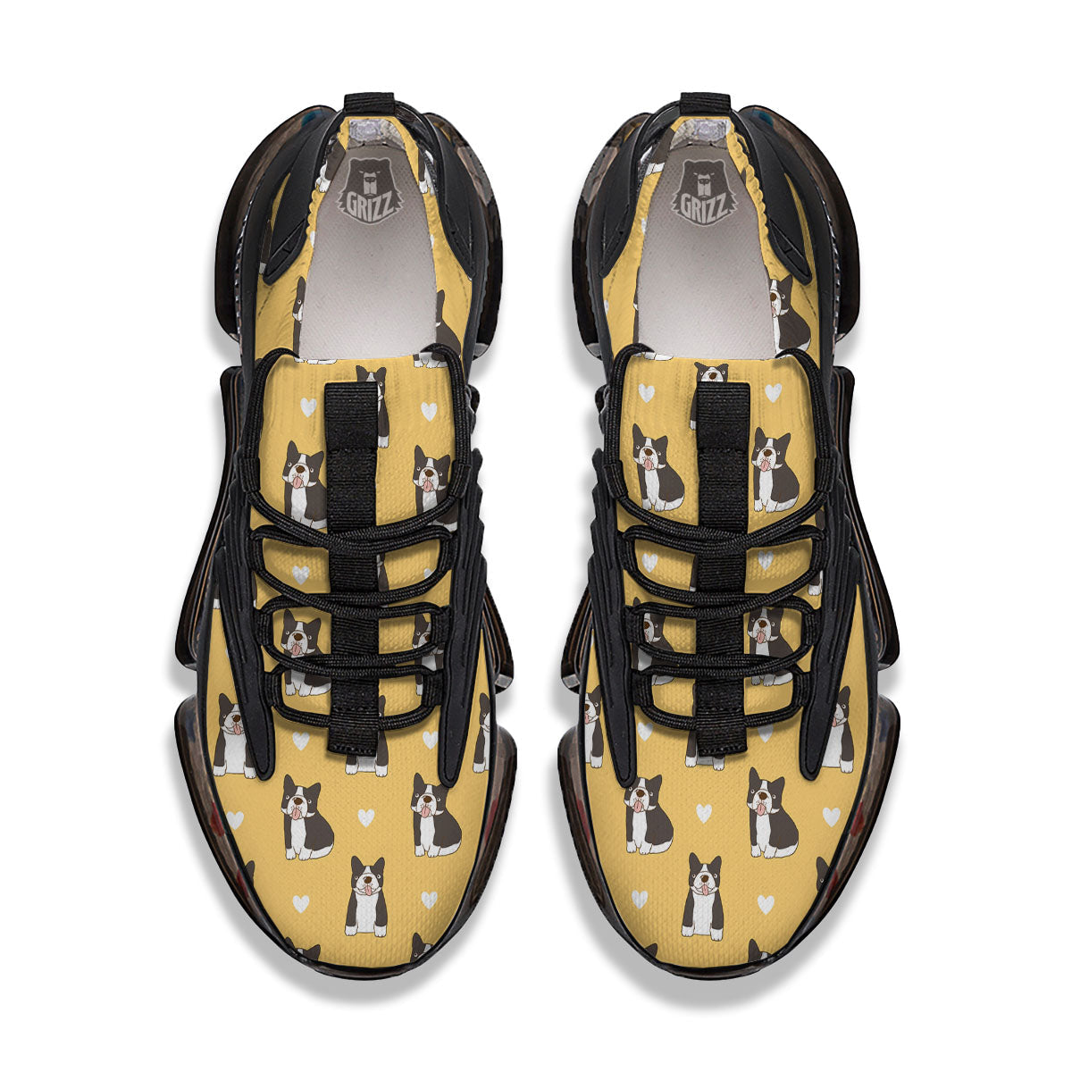 French Bulldog Lovely Print Pattern Black Gym Shoes-grizzshop