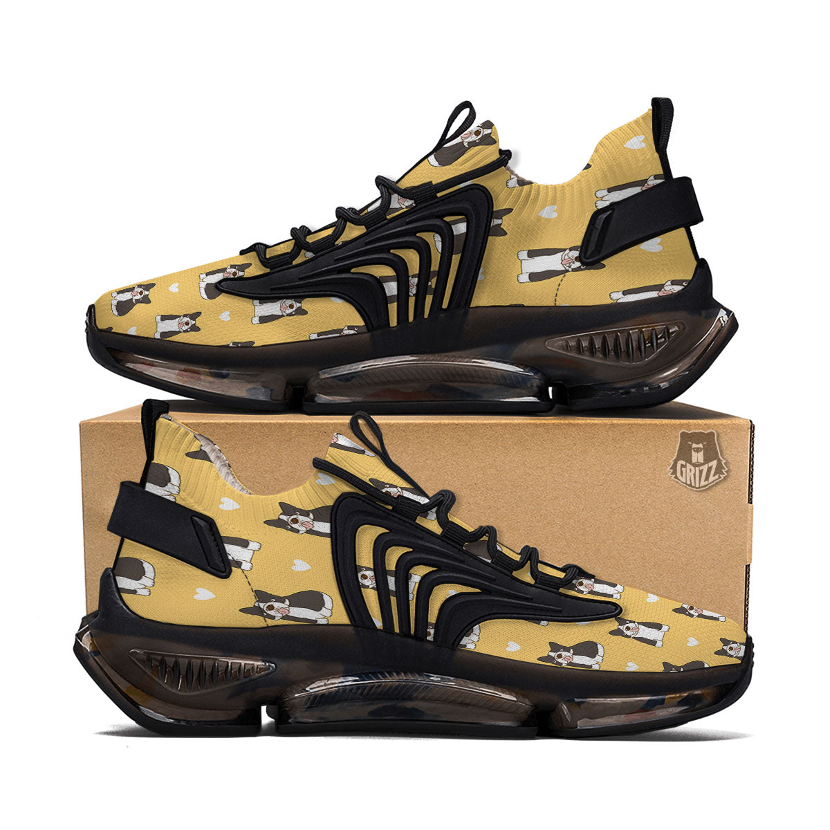 French Bulldog Lovely Print Pattern Black Gym Shoes-grizzshop