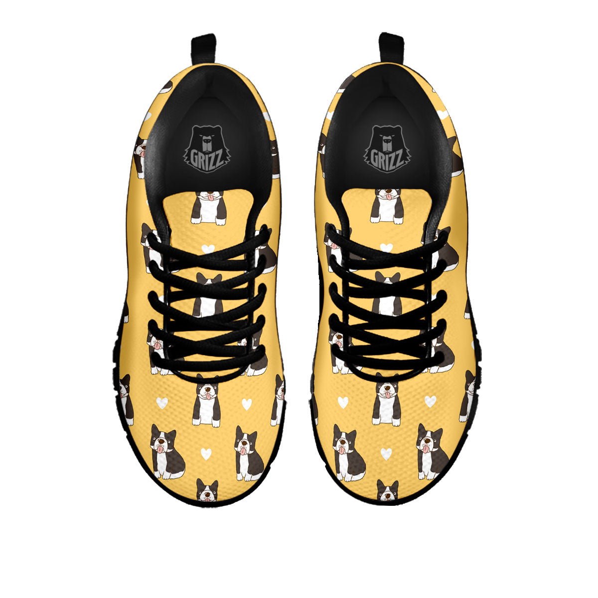 French Bulldog Lovely Print Pattern Black Sneaker-grizzshop