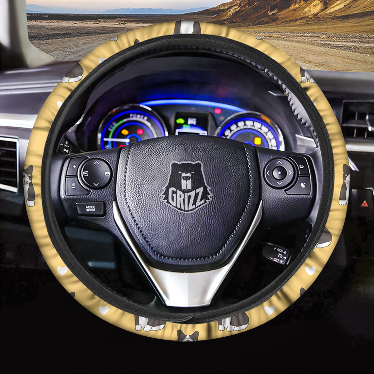 French Bulldog Lovely Print Pattern Car Steering Wheel Cover-grizzshop