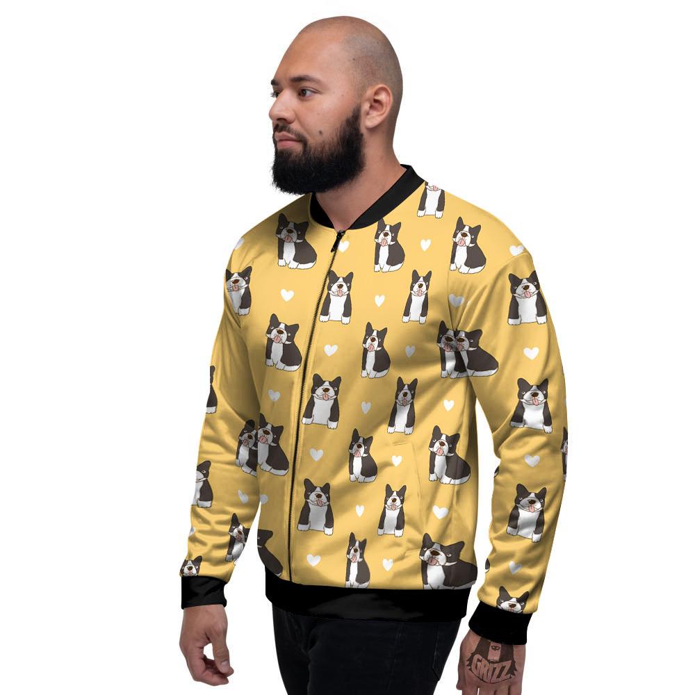 French Bulldog Lovely Print Pattern Men's Bomber Jacket-grizzshop