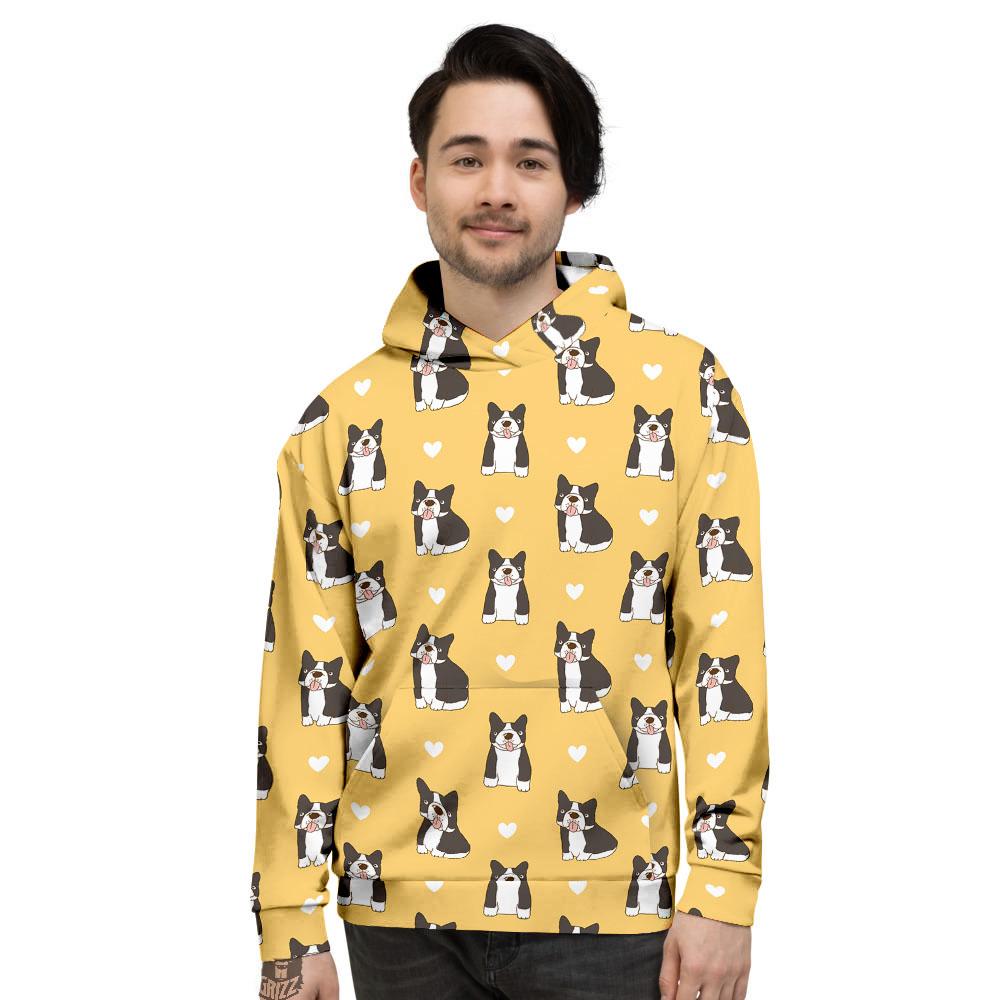 French Bulldog Lovely Print Pattern Men's Hoodie-grizzshop