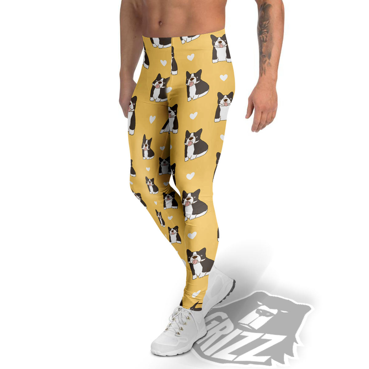 French Bulldog Lovely Print Pattern Men's Leggings-grizzshop