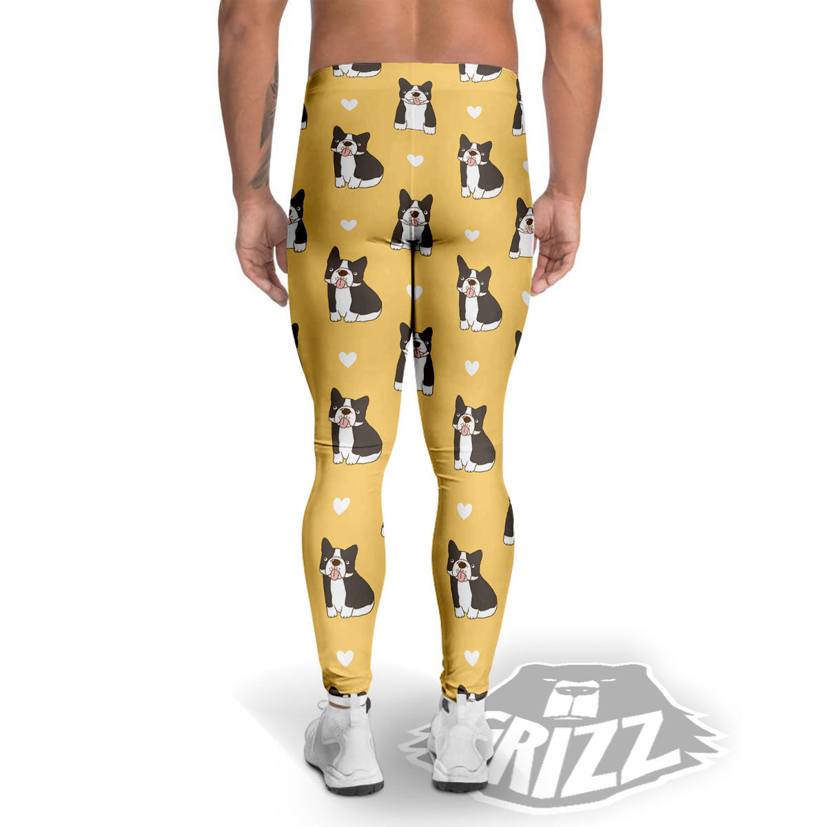 French Bulldog Lovely Print Pattern Men's Leggings-grizzshop