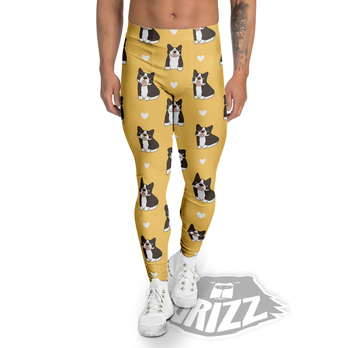 French Bulldog Lovely Print Pattern Men's Leggings-grizzshop