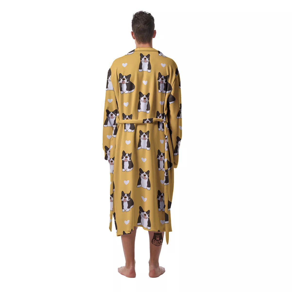 French Bulldog Lovely Print Pattern Men's Robe-grizzshop