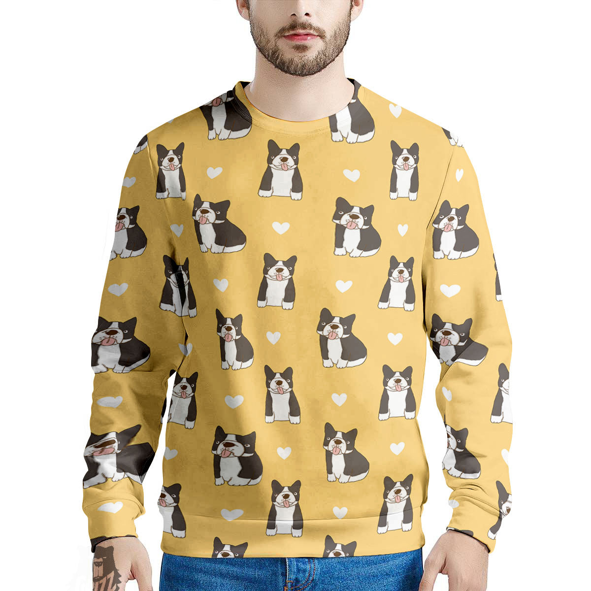 French Bulldog Lovely Print Pattern Men's Sweatshirt-grizzshop