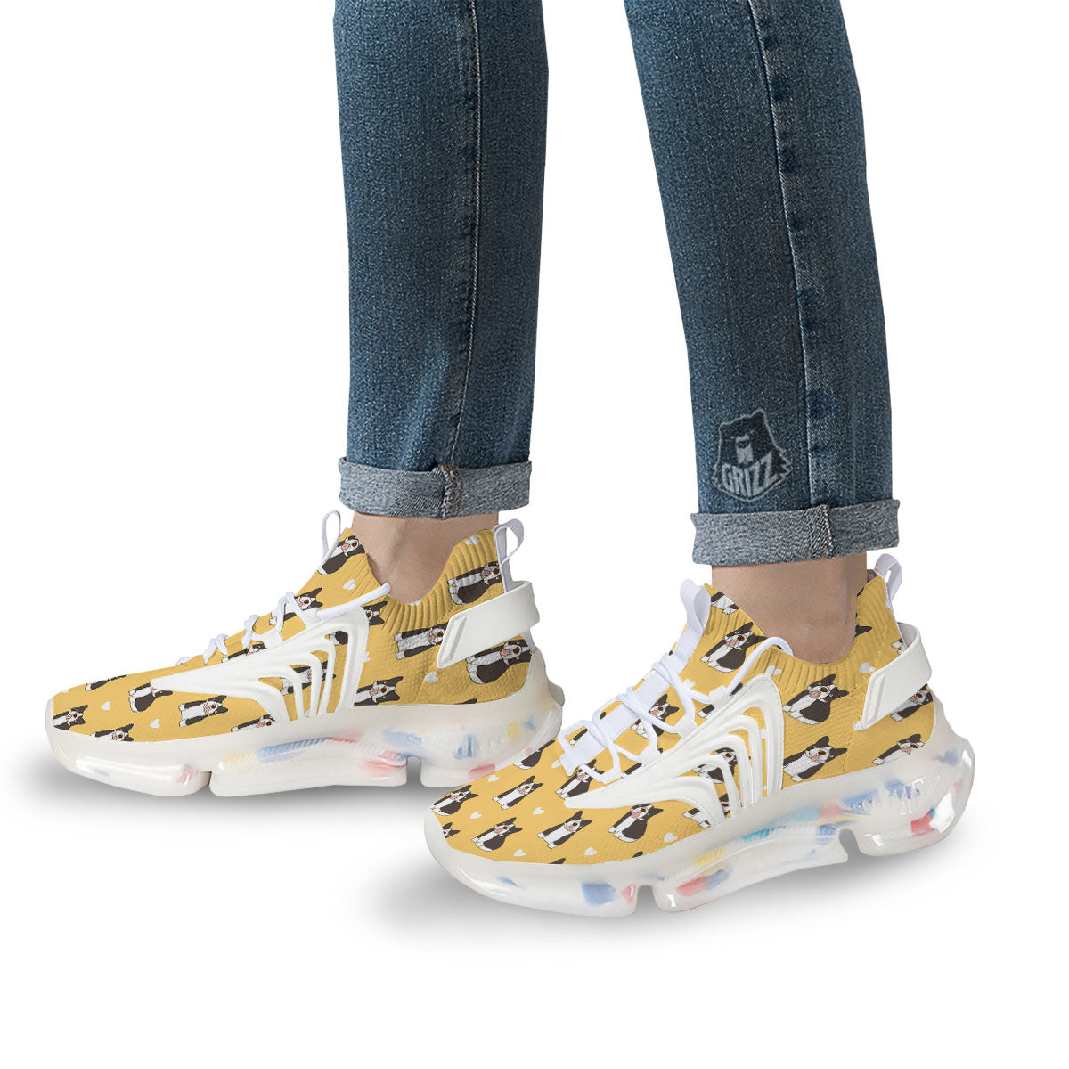 French Bulldog Lovely Print Pattern White Gym Shoes-grizzshop