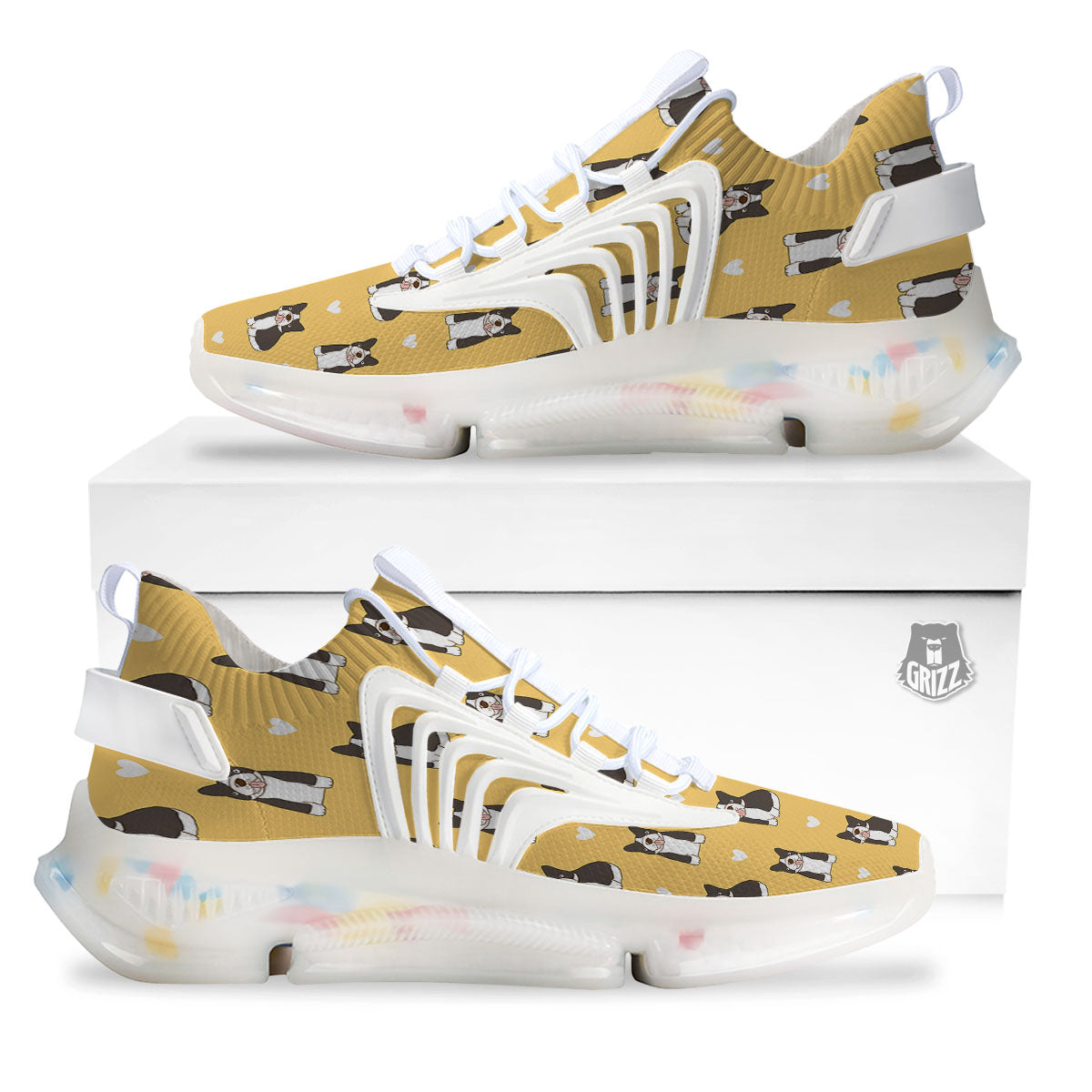 French Bulldog Lovely Print Pattern White Gym Shoes-grizzshop