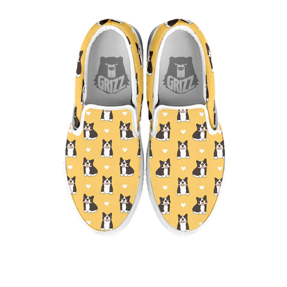 French Bulldog Lovely Print Pattern White Slip On Shoes-grizzshop