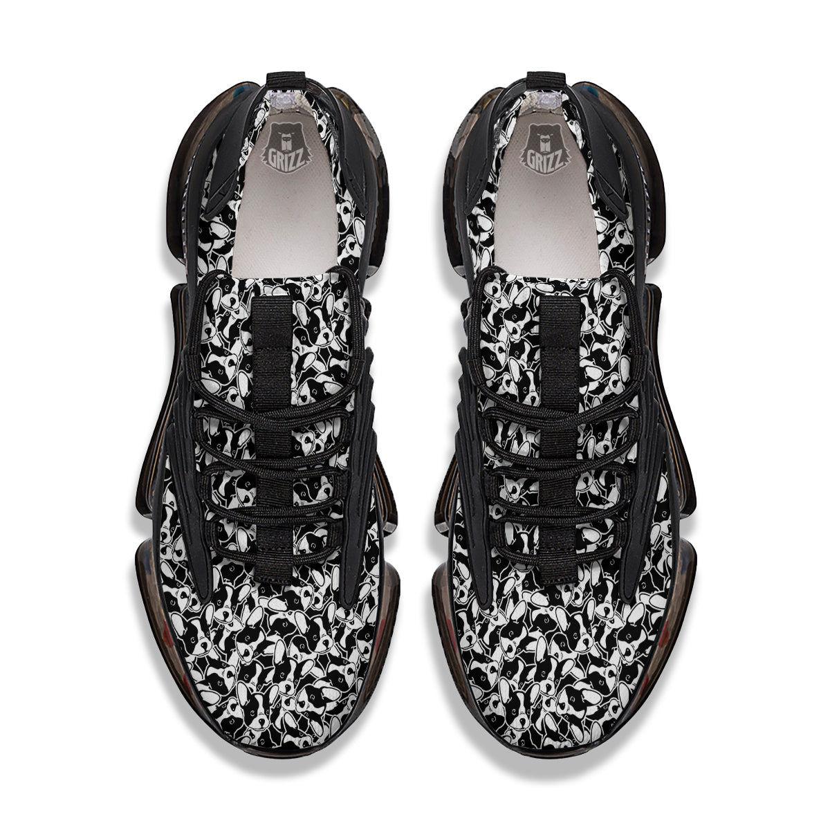 French Bulldog Puppy Cute Print Pattern Black Gym Shoes-grizzshop