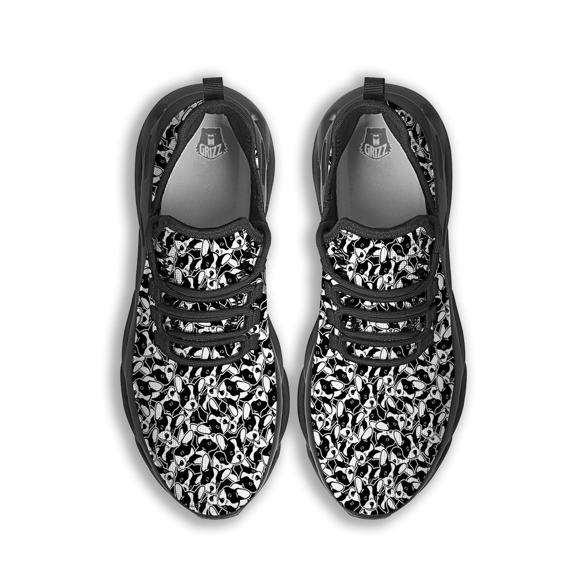 French Bulldog Puppy Cute Print Pattern Black Running Shoes-grizzshop