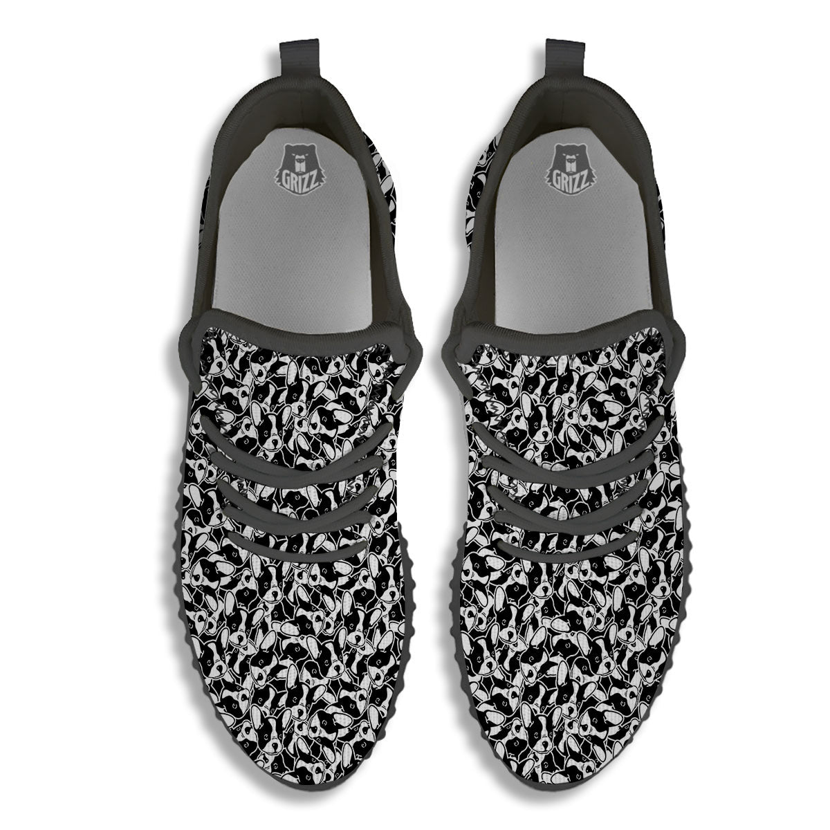 French Bulldog Puppy Cute Print Pattern Black Walking Shoes-grizzshop