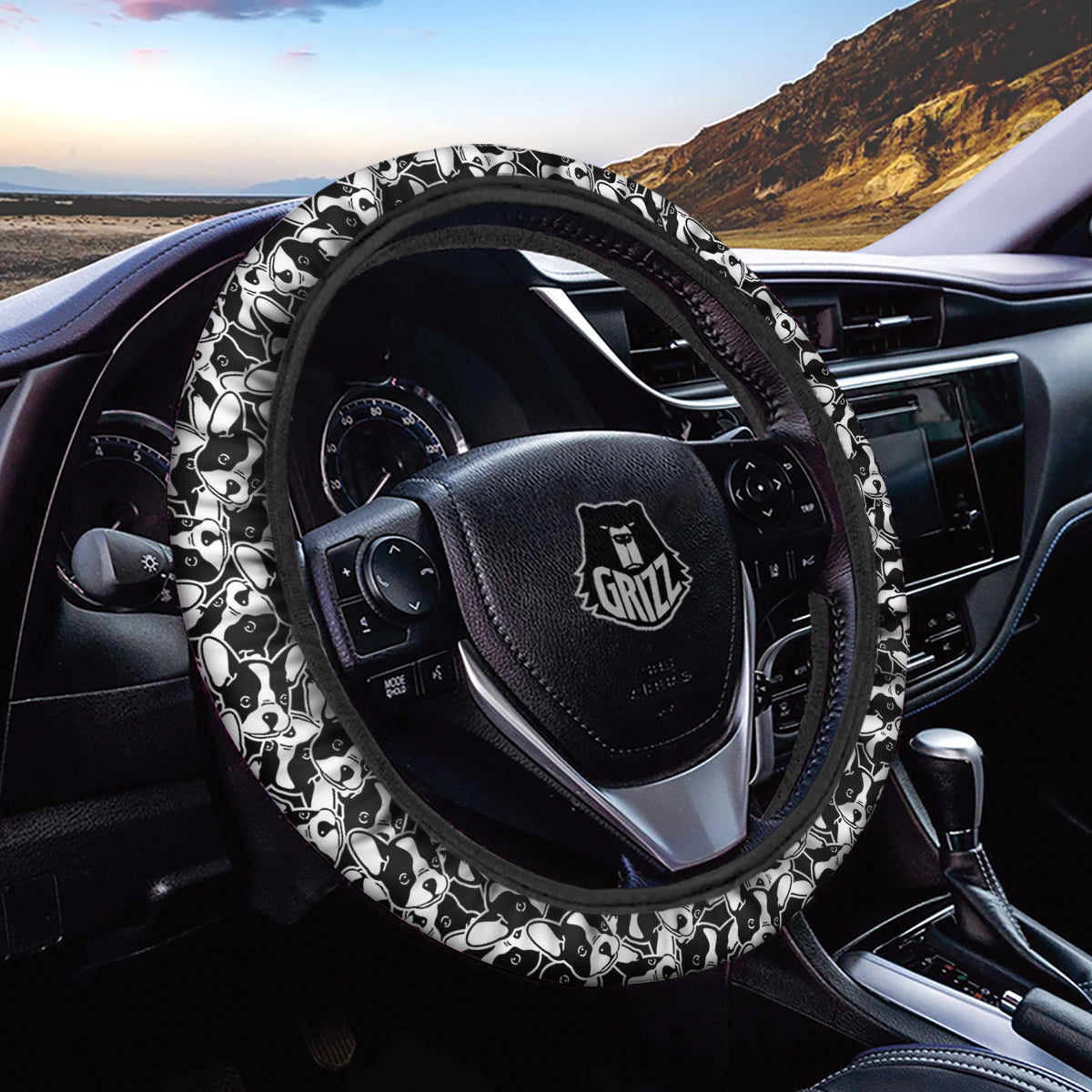 French Bulldog Puppy Cute Print Pattern Car Steering Wheel Cover-grizzshop