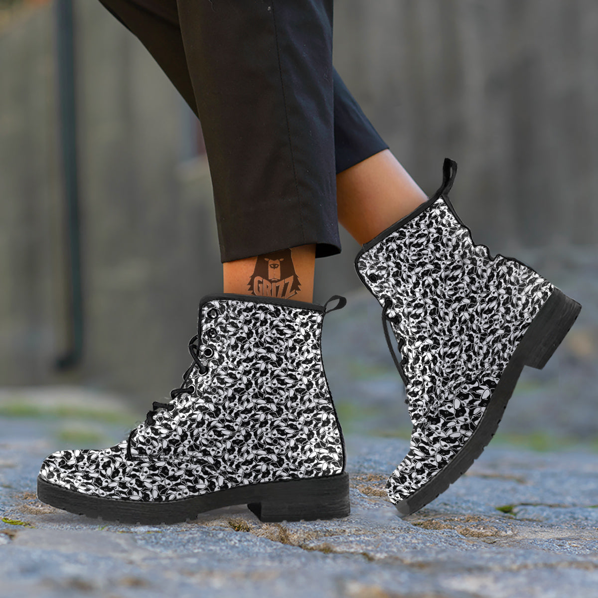 French Bulldog Puppy Cute Print Pattern Leather Boots-grizzshop