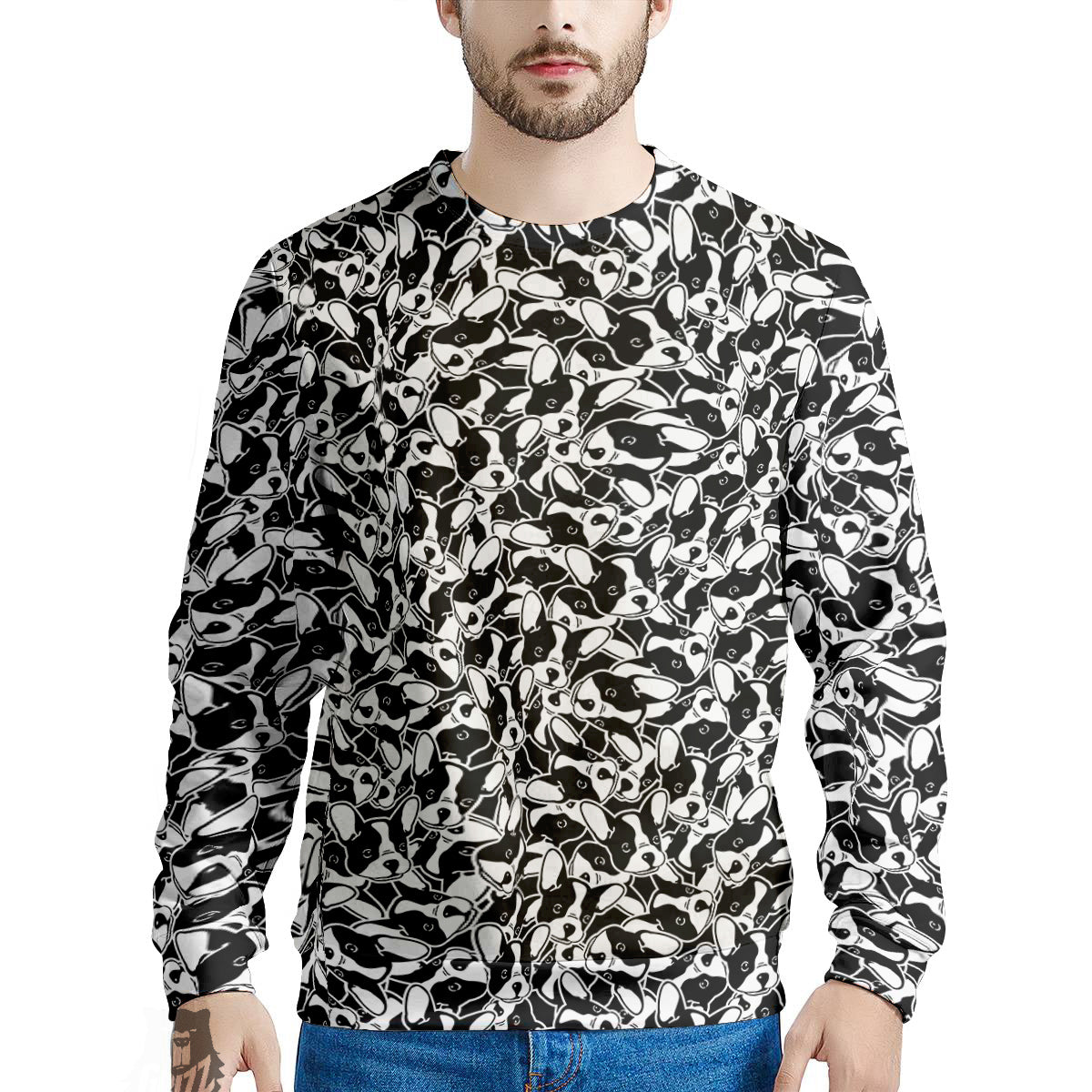 French Bulldog Puppy Cute Print Pattern Men's Sweatshirt-grizzshop