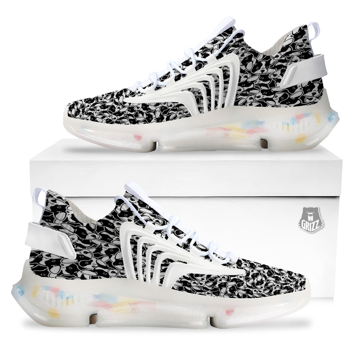 French Bulldog Puppy Cute Print Pattern White Gym Shoes-grizzshop