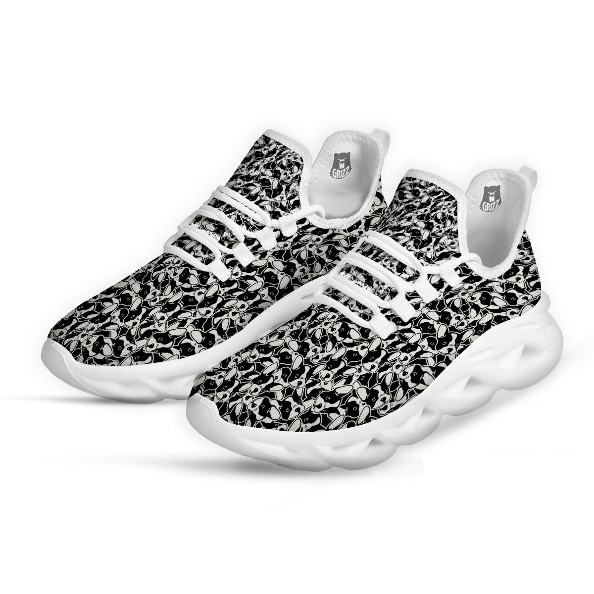 French Bulldog Puppy Cute Print Pattern White Running Shoes-grizzshop