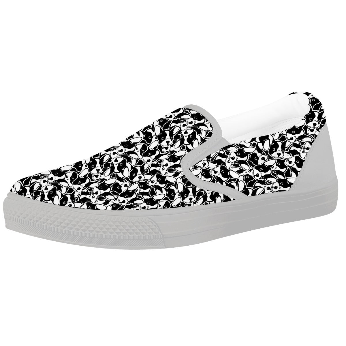 French Bulldog Puppy Cute Print Pattern White Slip On Shoes-grizzshop