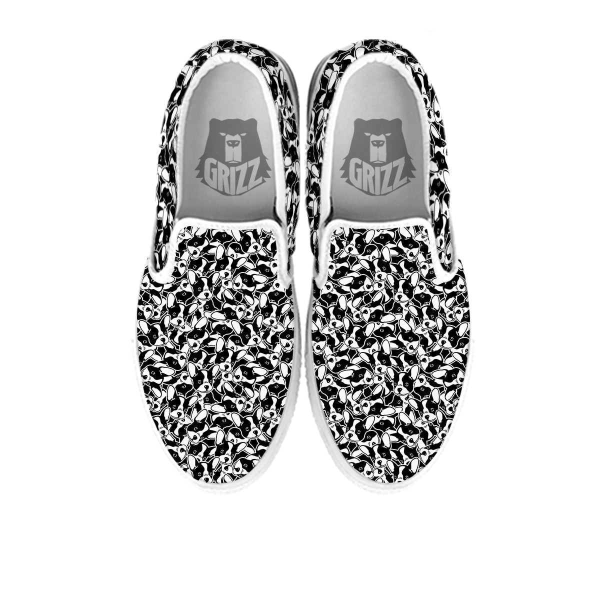 French Bulldog Puppy Cute Print Pattern White Slip On Shoes-grizzshop