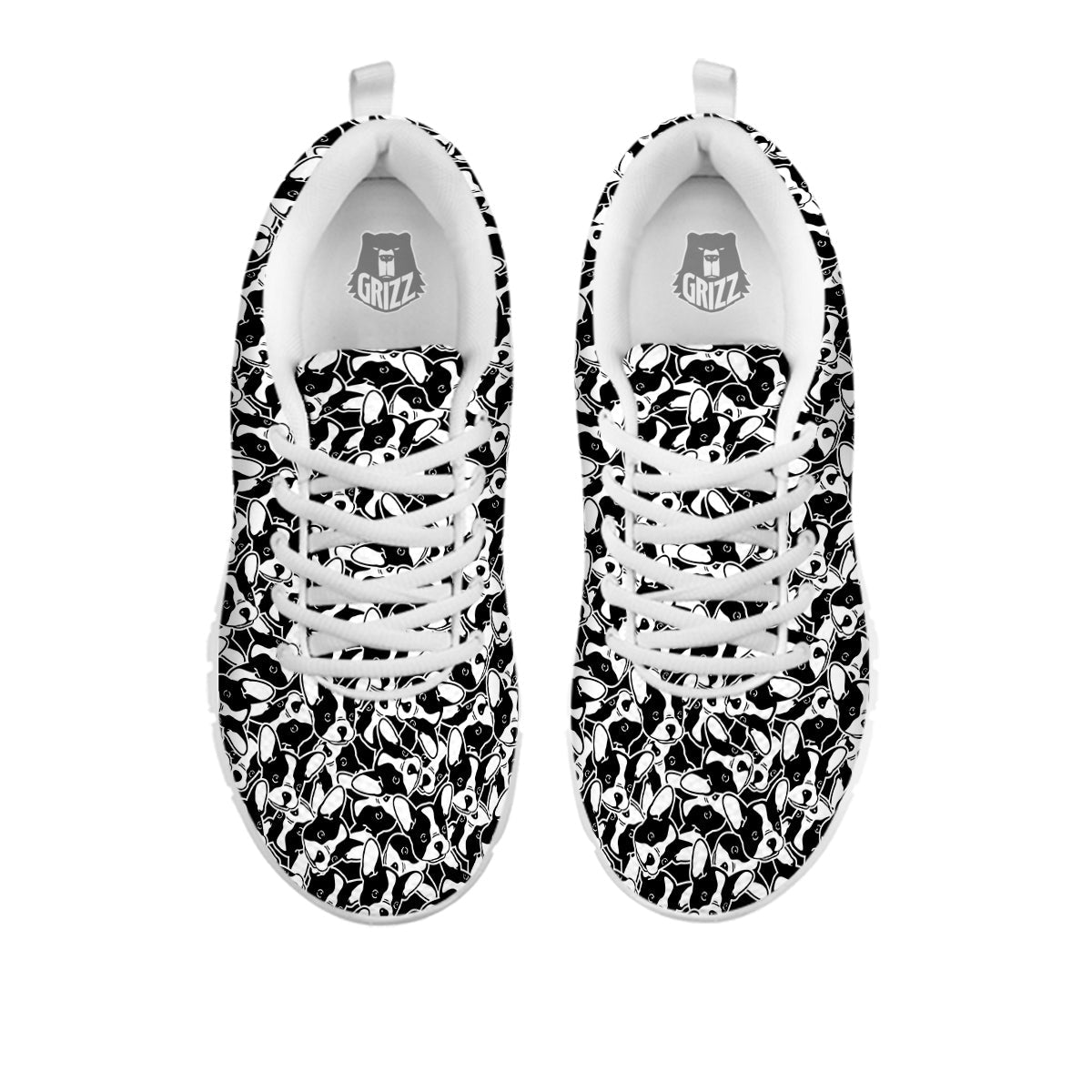 French Bulldog Puppy Cute Print Pattern White Sneaker-grizzshop