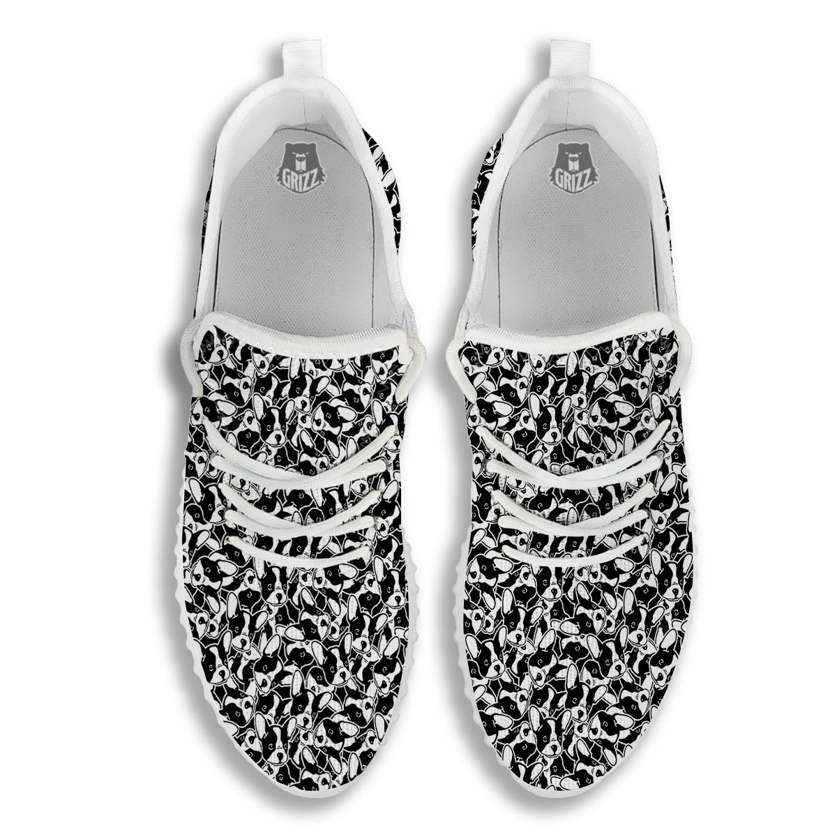 French Bulldog Puppy Cute Print Pattern White Walking Shoes-grizzshop