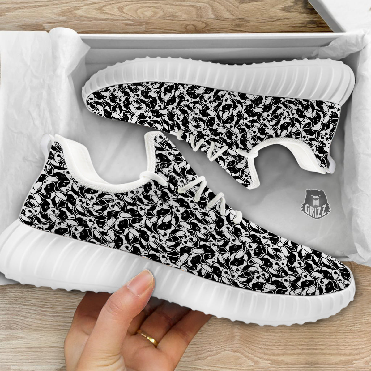 French Bulldog Puppy Cute Print Pattern White Walking Shoes-grizzshop