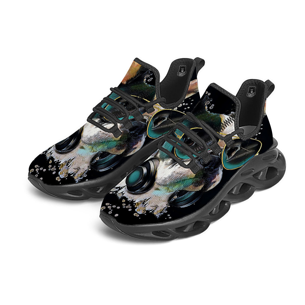 French Bulldog Puppy Watercolor Print Black Running Shoes-grizzshop