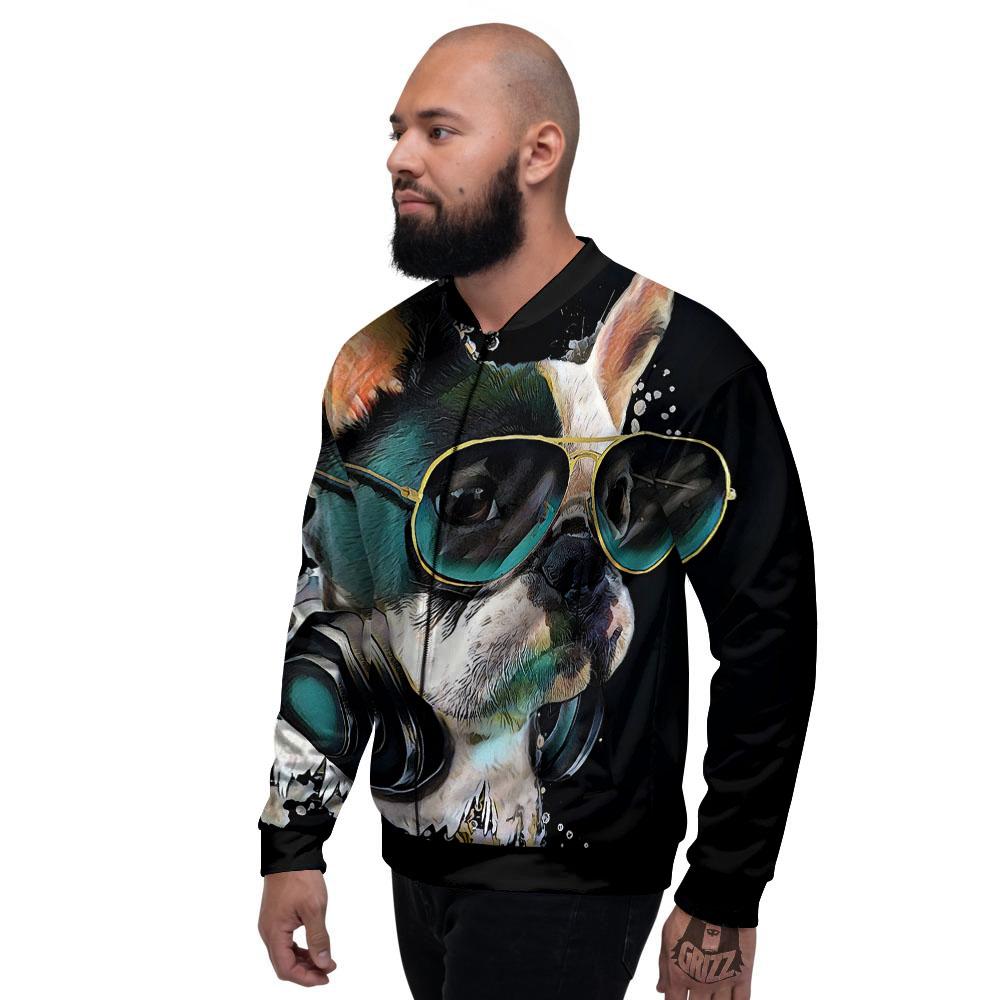 French Bulldog Puppy Watercolor Print Men's Bomber Jacket-grizzshop