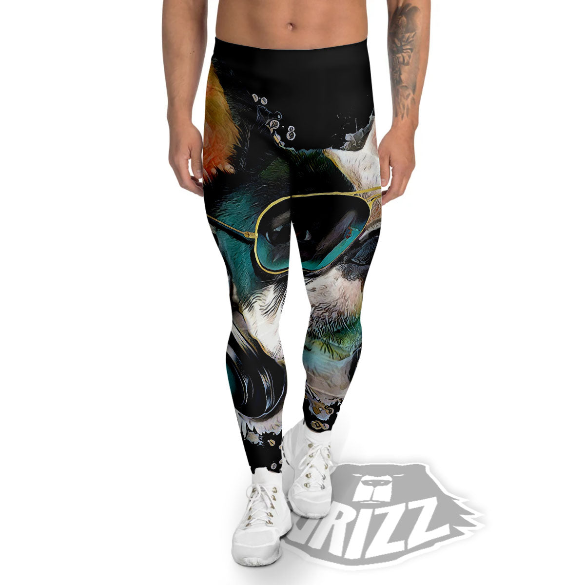 French Bulldog Puppy Watercolor Print Men's Leggings-grizzshop