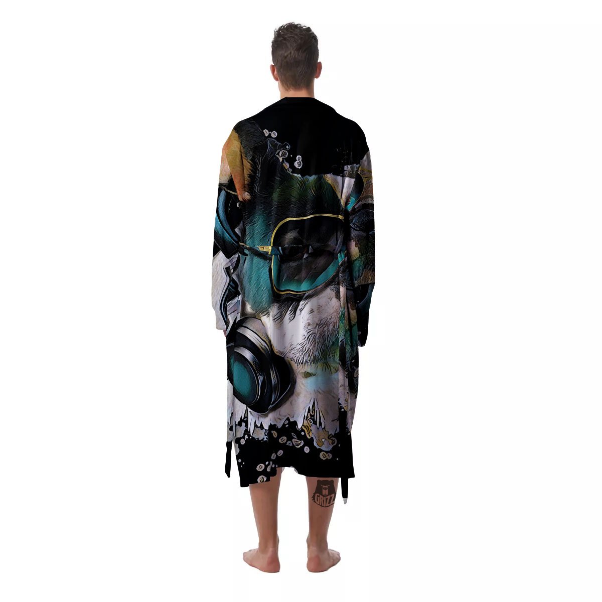 French Bulldog Puppy Watercolor Print Men's Robe-grizzshop
