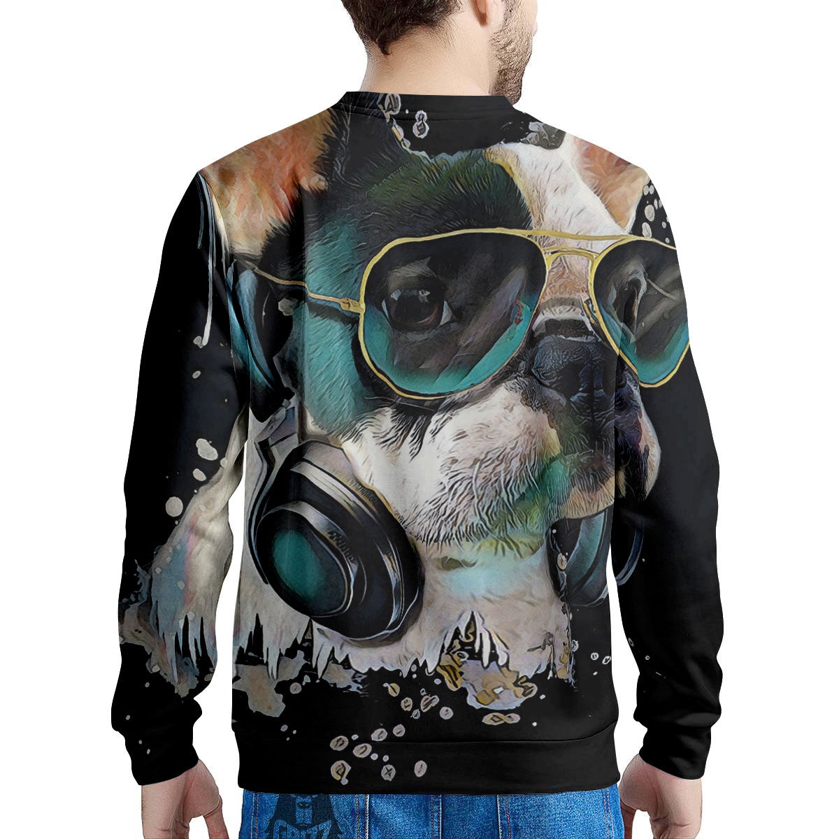 French Bulldog Puppy Watercolor Print Men's Sweatshirt-grizzshop