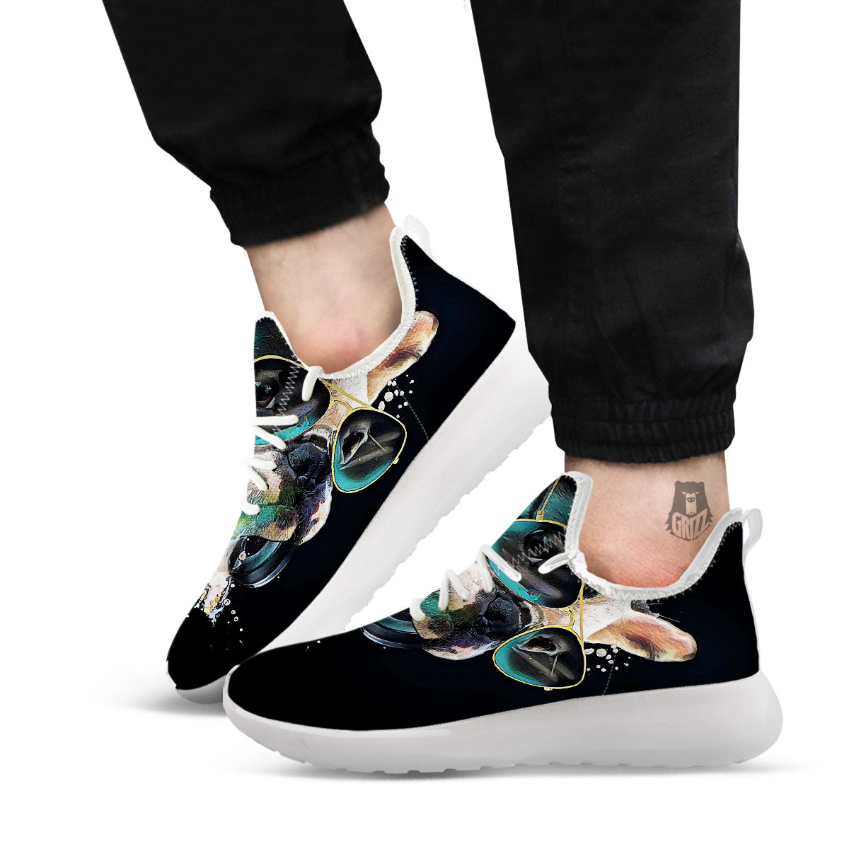 French Bulldog Puppy Watercolor Print White Athletic Shoes-grizzshop