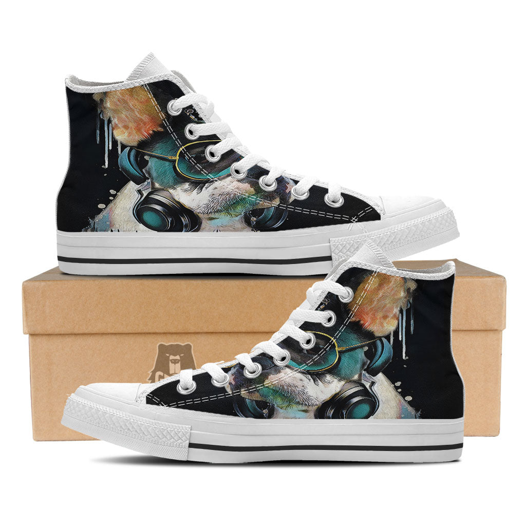French Bulldog Puppy Watercolor Print White High Top Shoes-grizzshop