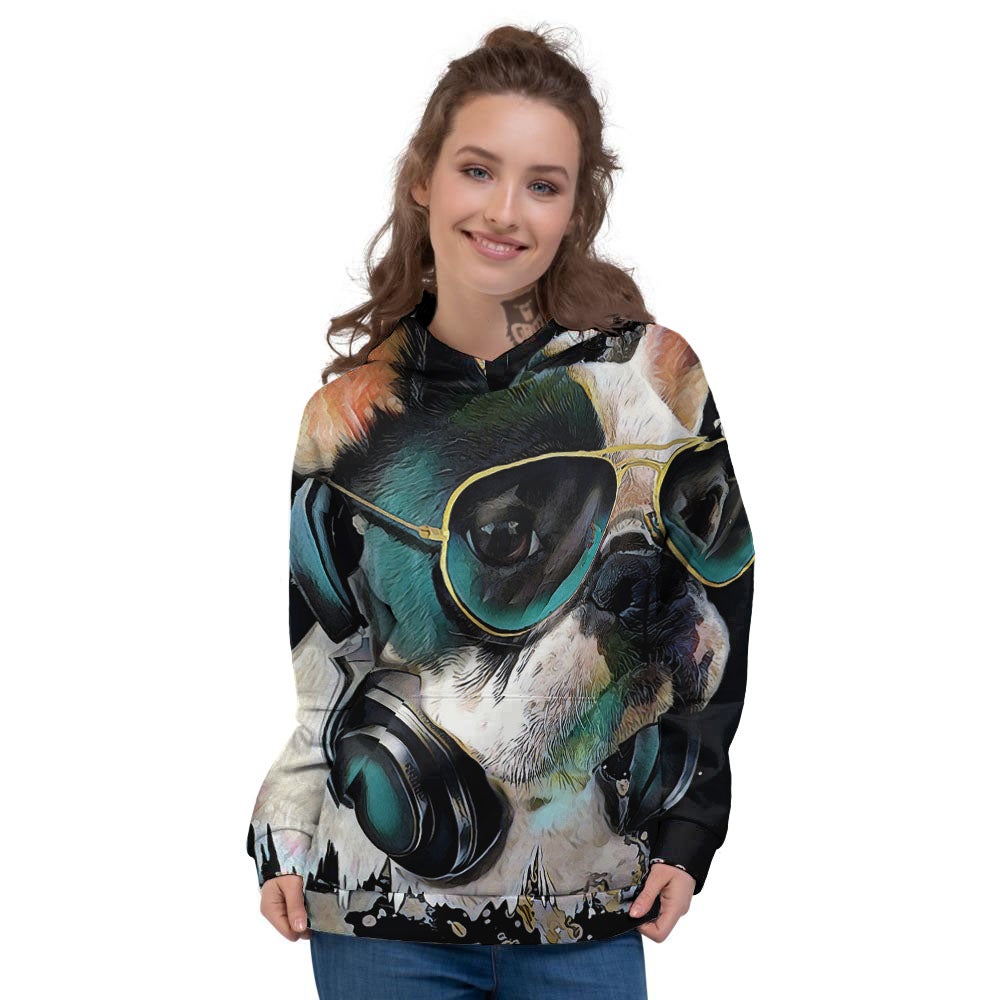 French Bulldog Puppy Watercolor Print Women's Hoodie-grizzshop