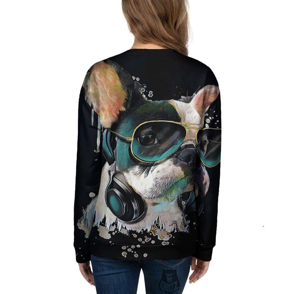 French Bulldog Puppy Watercolor Print Women's Sweatshirt-grizzshop