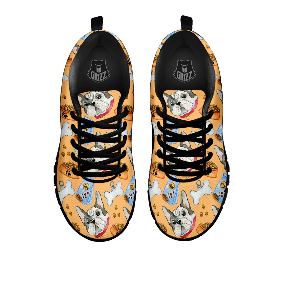 French Bulldog Watercolor Print Pattern Black Sneaker-grizzshop