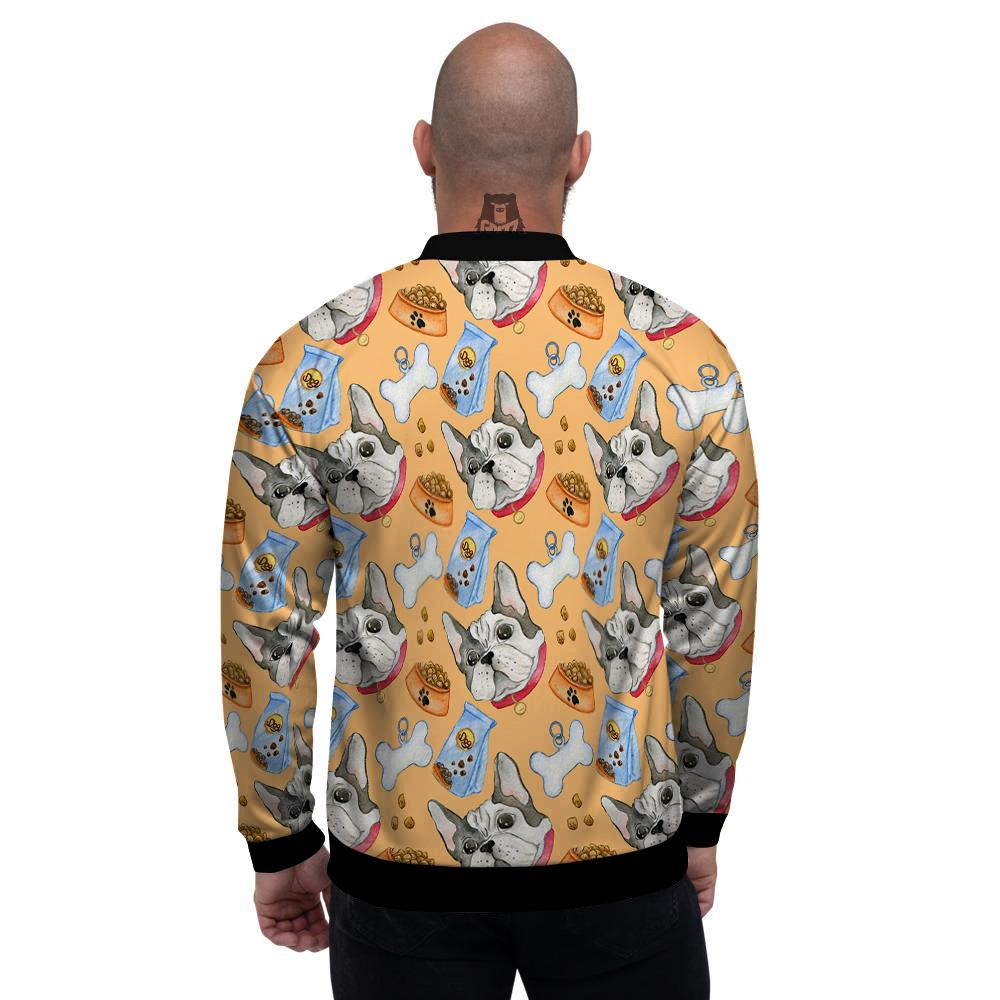 French Bulldog Watercolor Print Pattern Men's Bomber Jacket-grizzshop