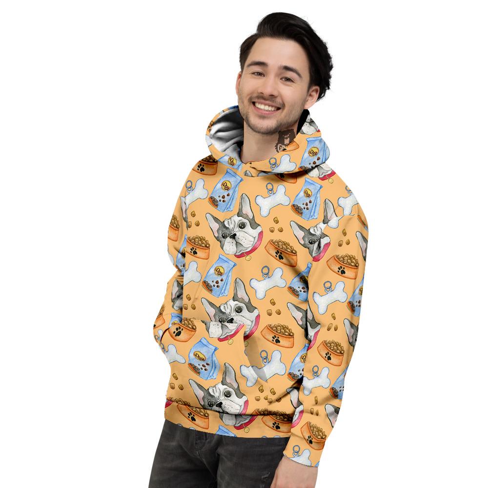 French Bulldog Watercolor Print Pattern Men's Hoodie-grizzshop
