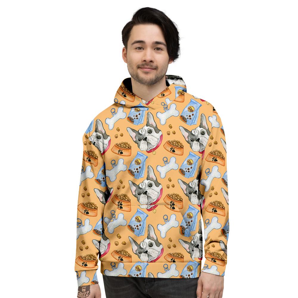 French Bulldog Watercolor Print Pattern Men's Hoodie-grizzshop